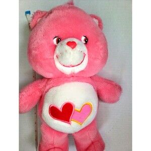 Care Bear 13" Teddy Bear Love A Lot Stuffed Animal Plushie Pink Hearts 2002 Y2K